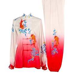 UC018 - White/Red Gradient Uniform with Red Embroidery