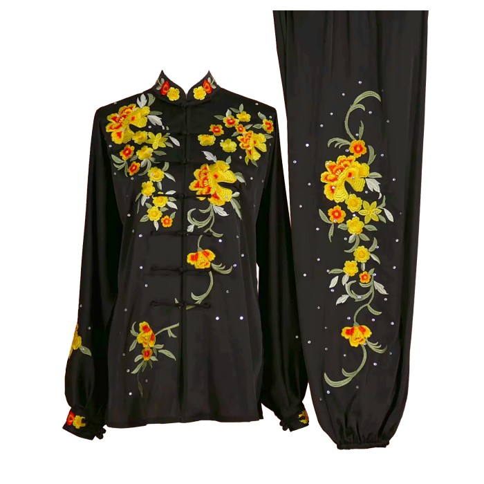 UC019 - Black Uniform with Flower Embroidery