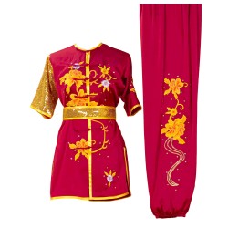UC025 - Cardinal Red Uniform with Flower Embroidery