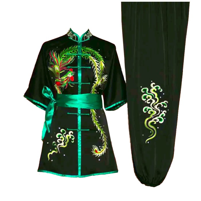 UC032 - Black Uniform with Phoenix Embroidery
