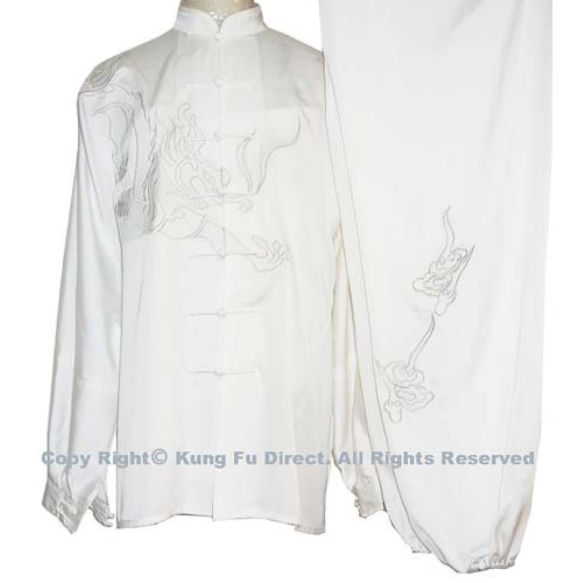 UC063 - White Uniform with White Dragon Embroidery