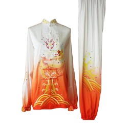 UC079 - White and Orange Gradient Uniform with Dragon Embroidery