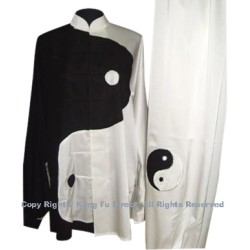 UC084 - Black and White Uniform with Large Tai Chi Logo