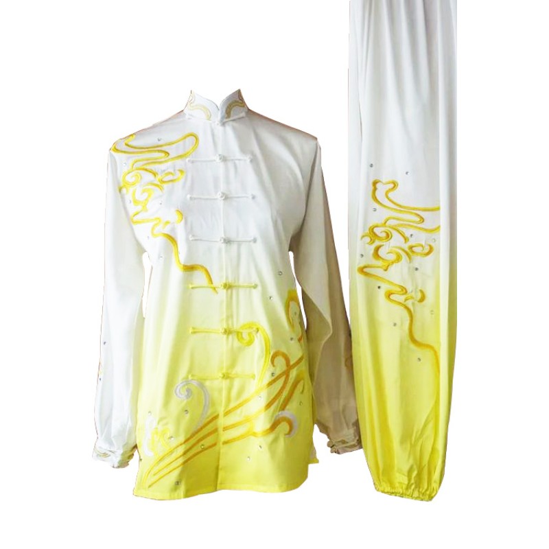 UC086 - White and Yellow Gradient Uniform with Art Embroidery