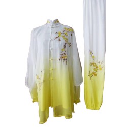 UC088 - White and Yellow Gradient Uniform with Flower Embroidery
