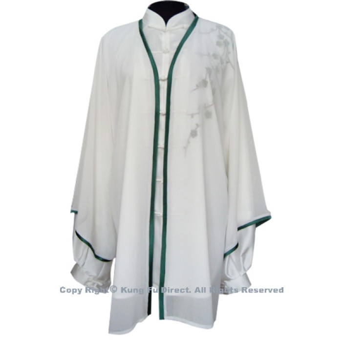 UC109 - White Shawl with Dark Green Trim－ Shawl Only