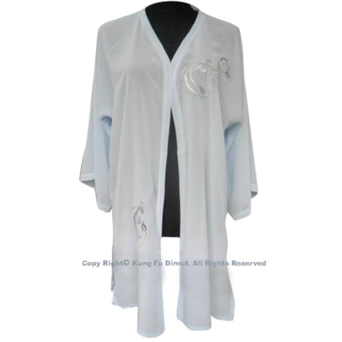 UC115 - Light Blue Shawl with Sliver Flower Embroidery