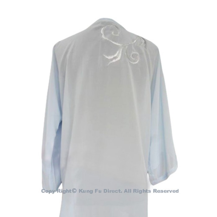 UC115 - Light Blue Shawl with Sliver Flower Embroidery