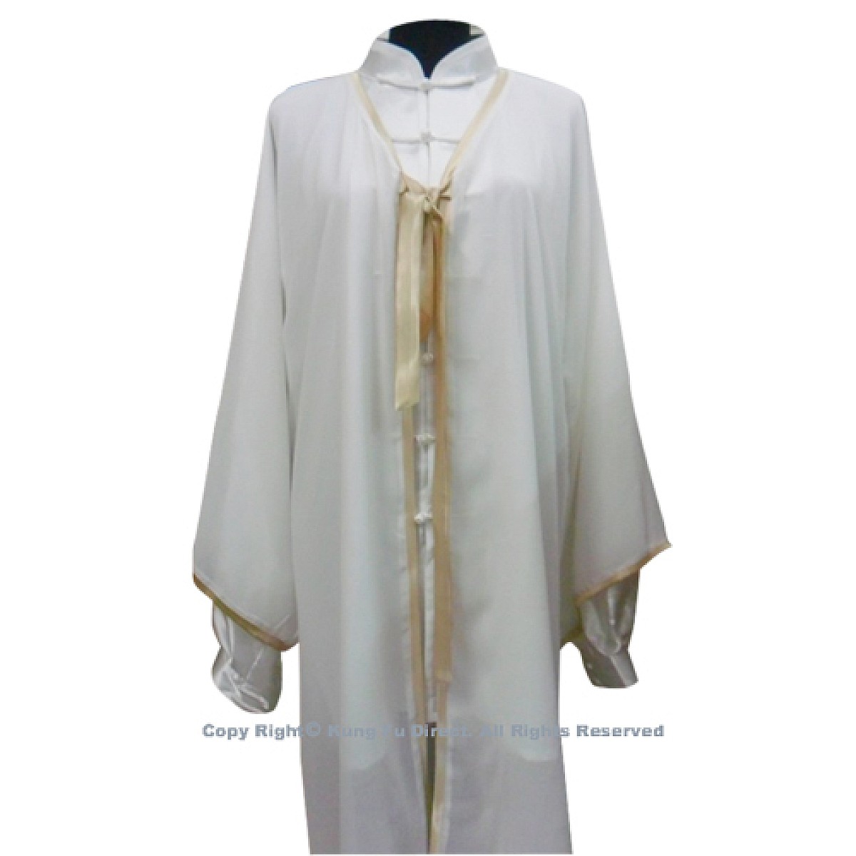 UC122 - White Shawl with Dark Gold Trim－ Shawl Only 