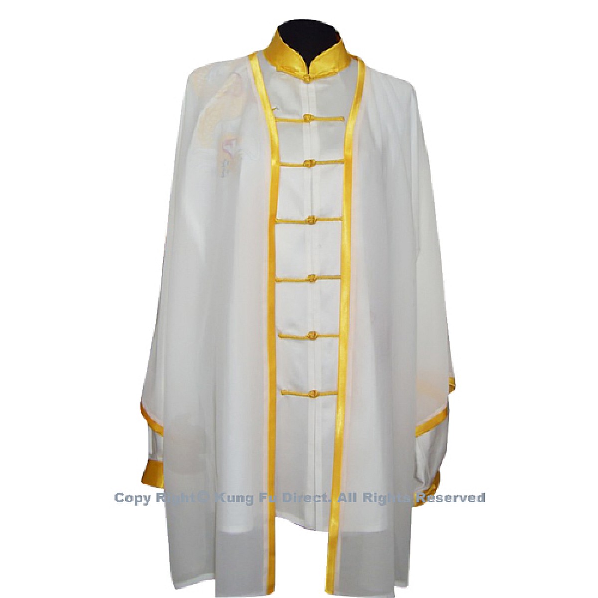 UC124 - White Shawl with Gold Trim－ Shawl Only