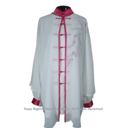 UC127 - White Shawl with Magenta Trim and Button－ Shawl Only