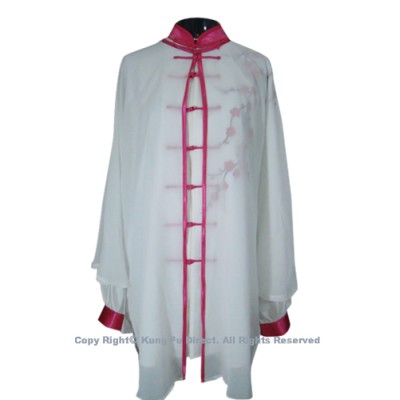 UC127 - White Shawl with Magenta Trim and Button－ Shawl Only