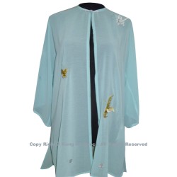 UC128 - Light Blue Shawl with Butterfly Embroidery