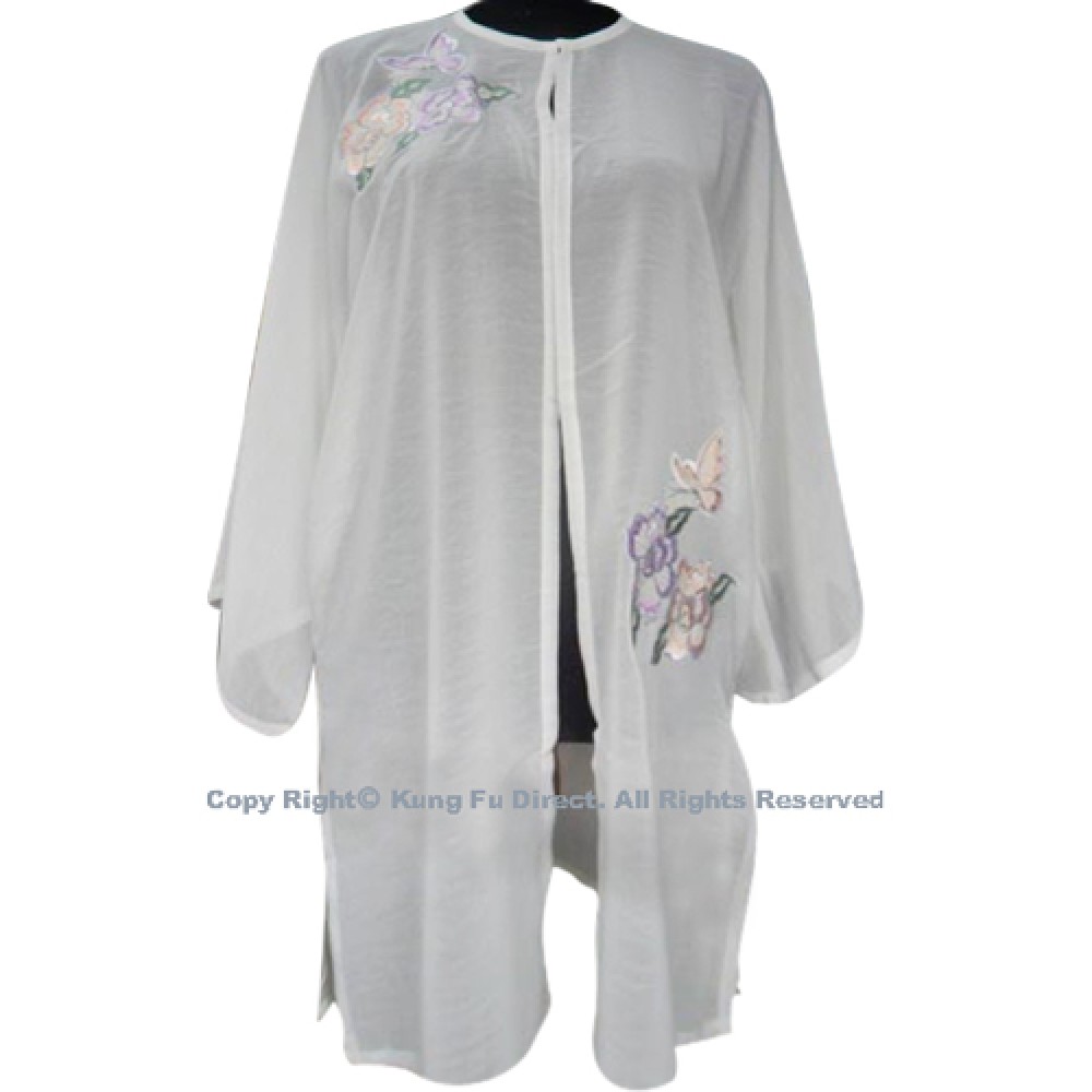 UC132 - White Shawl with Butterfly/Flower Embroidery