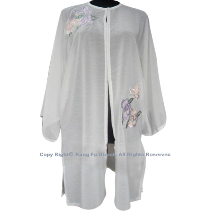 UC132 - White Shawl with Butterfly/Flower Embroidery