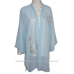 UC136 - Light Blue Shawl with Flower Embroidery