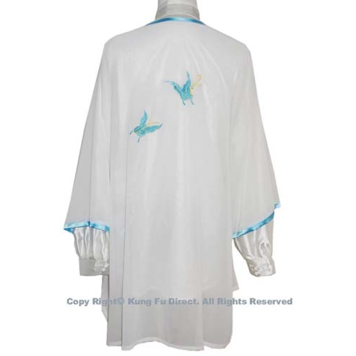UC137 - White Shawl with Blue Leaf Embroidery