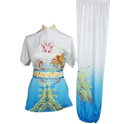 UC200 - White and Blue Gradient Fancy Design Embroidery
