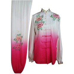 UC205 - White and Pink Gradient Flower Embroidery Long Sleeves