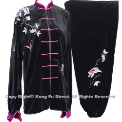 UC308 - Professional TaiChi Velvet Uniform in Black/Pink Trim