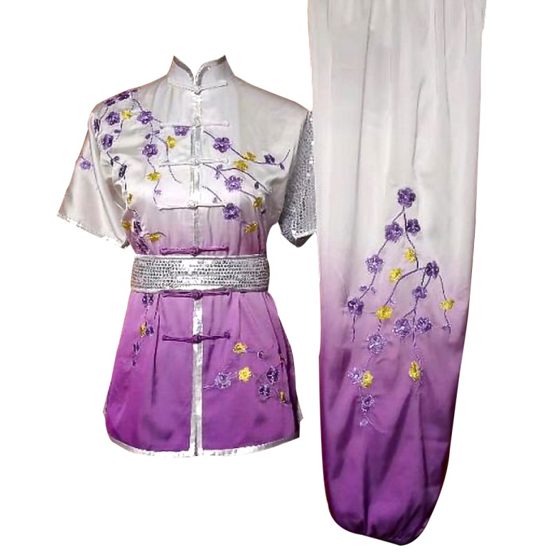 UC526 - White to Purple Uniform with Flower Embroidery