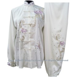 UC802 - White Uniform With Light Purple Flower Embroidery and White Jewel