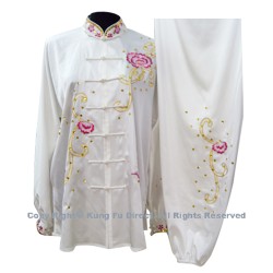 UC803 - White Uniform With Pink Flower Embroidery and White Jewel