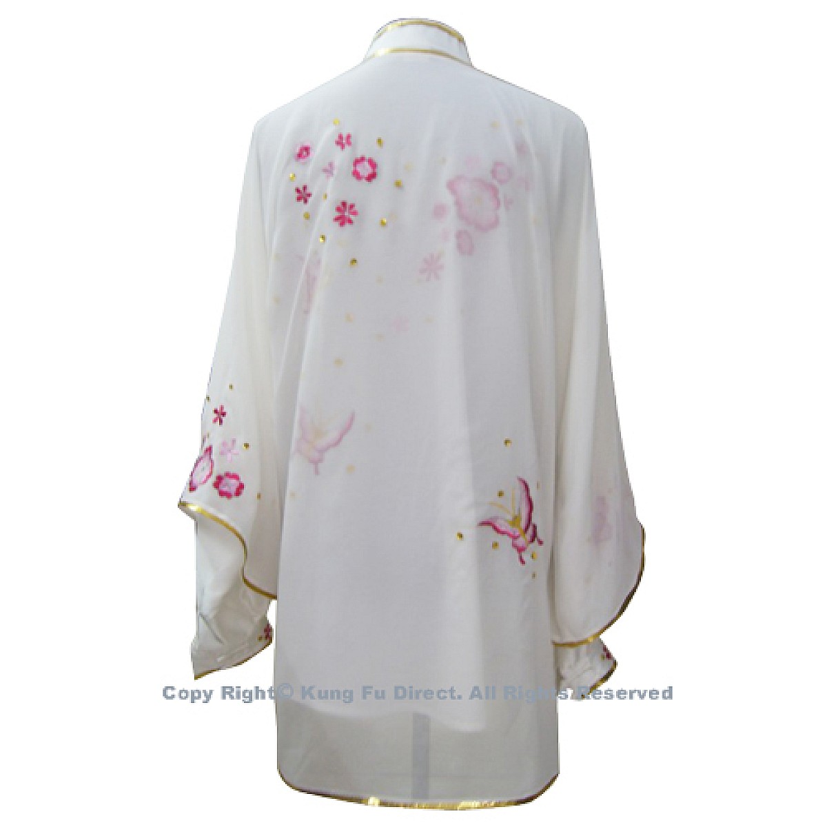 UC803 - White Uniform With Pink Flower Embroidery and White Jewel