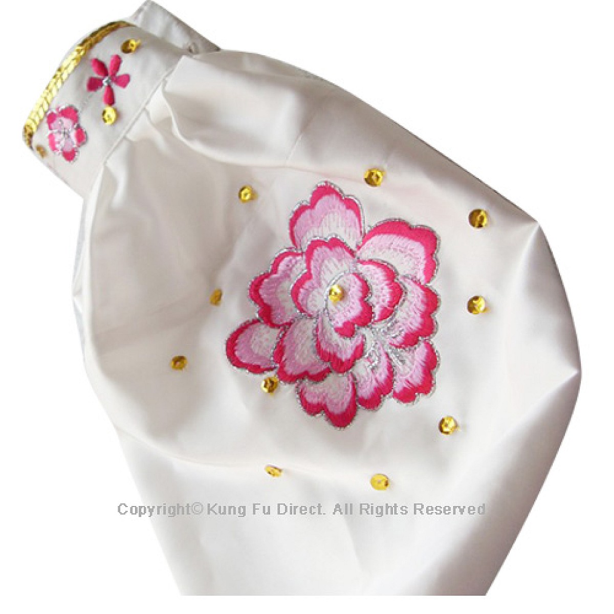UC803 - White Uniform With Pink Flower Embroidery and White Jewel