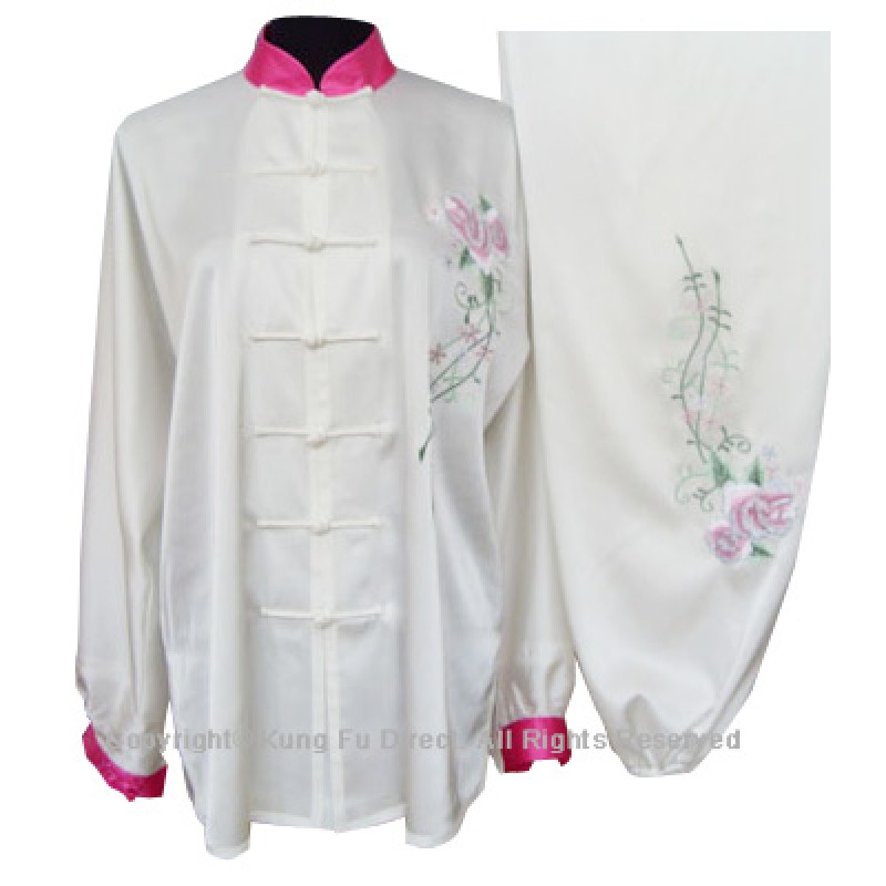 UC811 - White Uniform With Flower Embroidery
