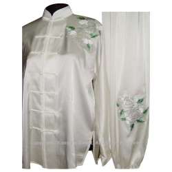 UC812 - White Uniform With White/Green PeonyFlower Embroidery