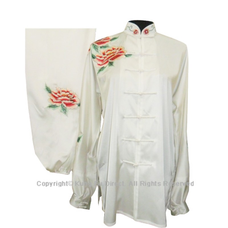 UC814 - White Uniform With Peony Flower Embroidery
