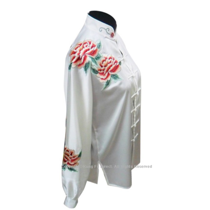 UC814 - White Uniform With Peony Flower Embroidery