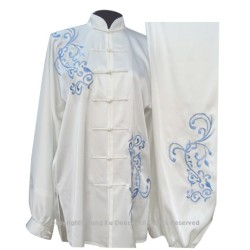 UC822 - White Uniform With Light Blue Flower Embroidery