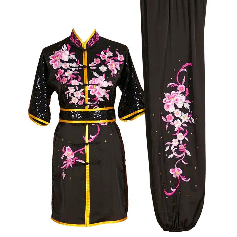 UC832-Black Uniform with Flower Embroidery
