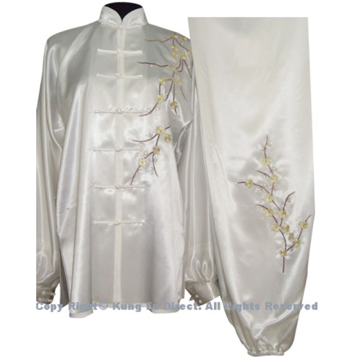 UC841 - White Uniform with Filled Blossom Embroidery