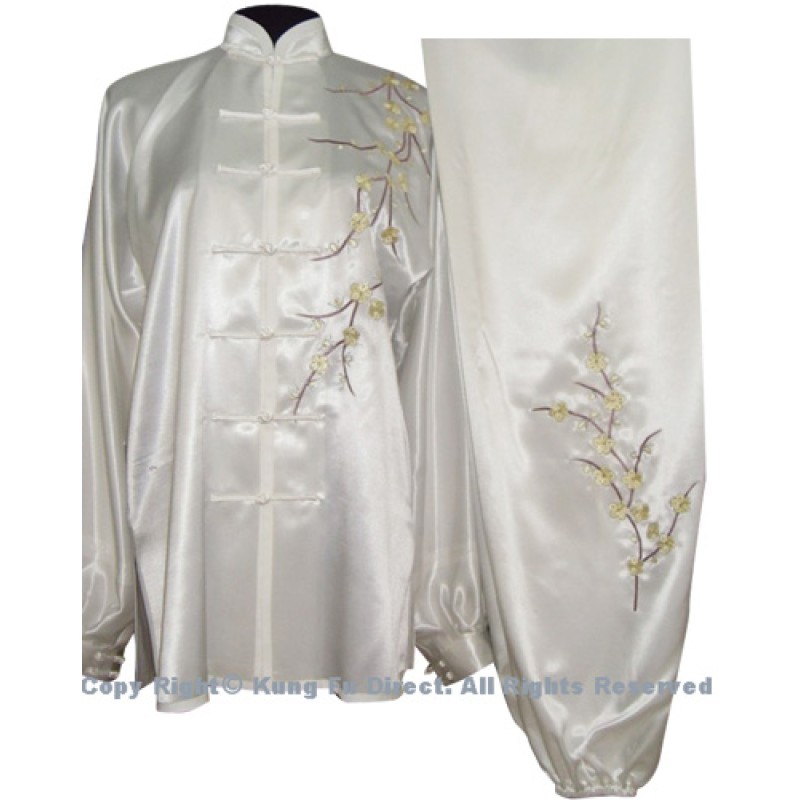 UC841 - White Uniform with Filled Blossom Embroidery
