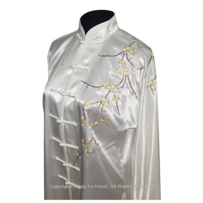 UC841 - White Uniform with Filled Blossom Embroidery