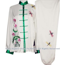 UC849 - White Uniform with Green Lotus Flower Embroidery