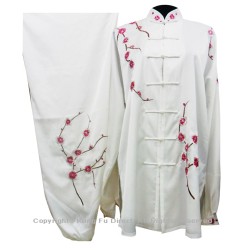UC854 - White Uniform with Filled Pink Blossom Embroidery