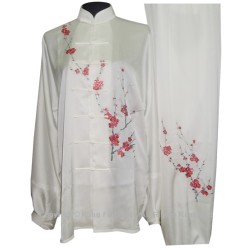 UC856 - White Uniform with Filled Red Blossom Embroidery 