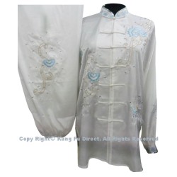 UC876 - White Uniform With Light Blue Flower Embroidery and White Jewel