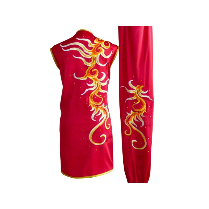 UC2022-38 Red & Gold Dragon Embroidery Wushu Uniform