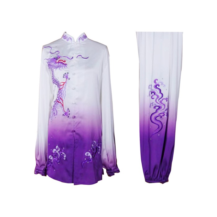 UC2022-54 White & Purple Gradient Dragon Embroidery Wushu Uniform (Pre-Order)