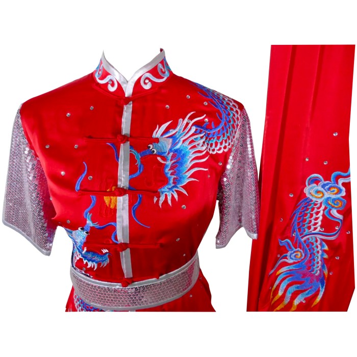 UC2022-61 Red & Gold Dragon Embroidery Wushu Uniform
