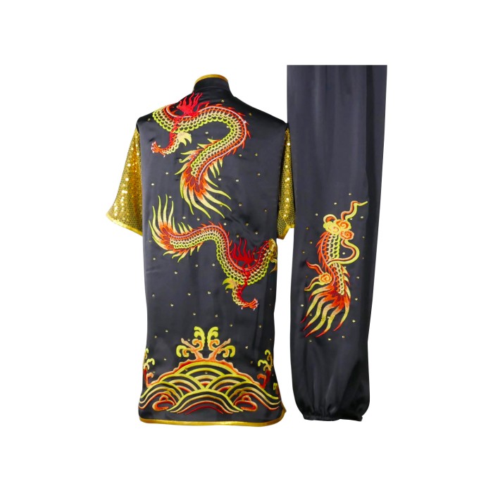 UC2022-67 Black & Gold Dragon Embroidery Wushu Uniform