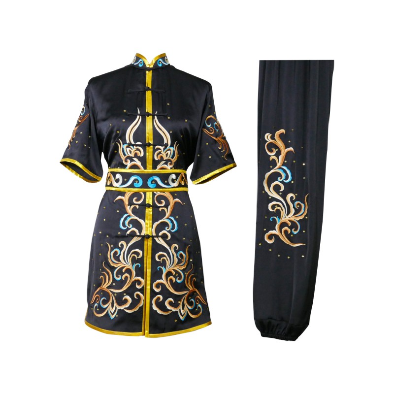UC2022-74 Black Uniform with Phoenix, Flower, Cloud  and Water Embroidery  (Pre-Order)