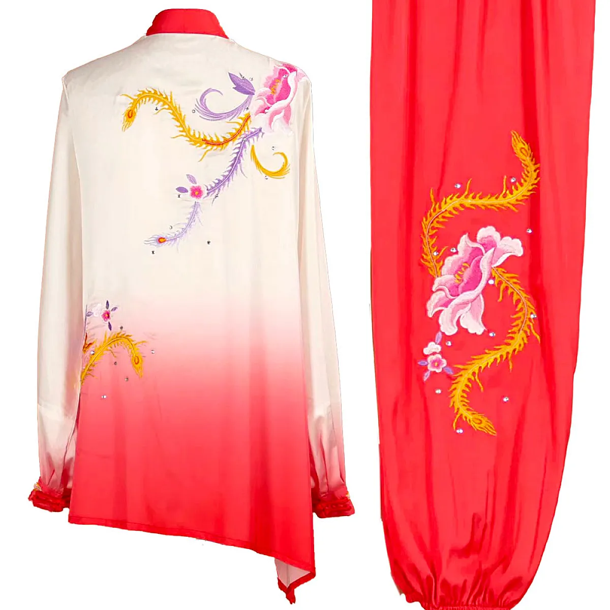 UC003 - Red/White Gradient Uniform with Flower Embroidery