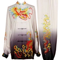 UC007 - White/black Gradient Uniform with Dragon Embroidery