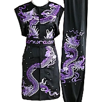 Black Southern Style Kung Fu Uniform with Purple Dragon Embroidery (Pre-Order)